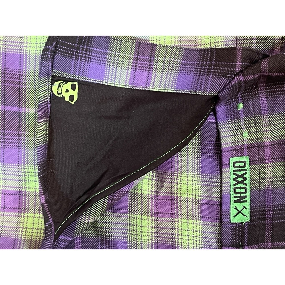 Dixxon Misfits Flannel Shirt Mens 2X Purple Green Plaid Punk Rock Rare - Picture 6 of 9